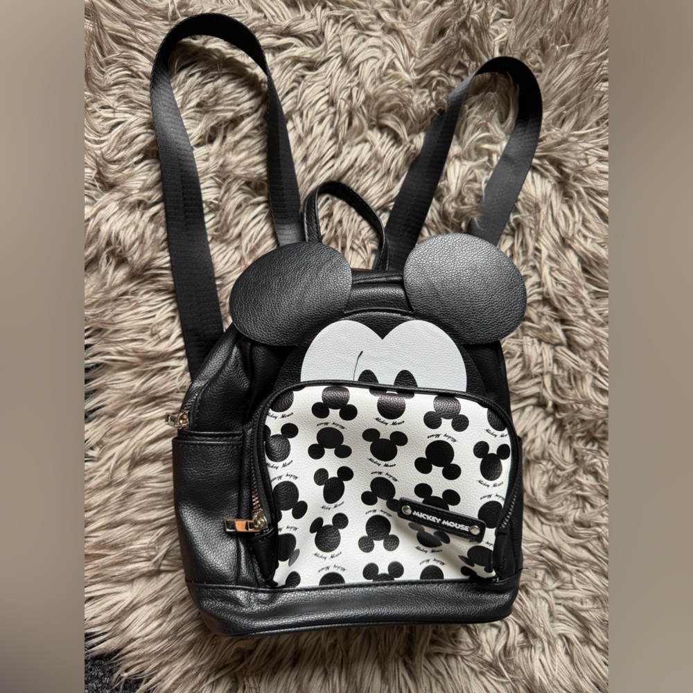 Black + White Mickey Mouse Mini Backpack